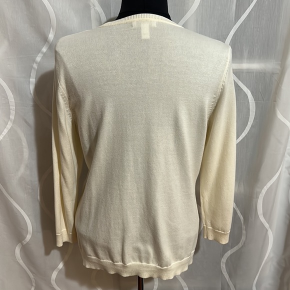 Charter Club Beige Button Down Cardigan With Flower Petals, Size Medium - Picture 4 of 7